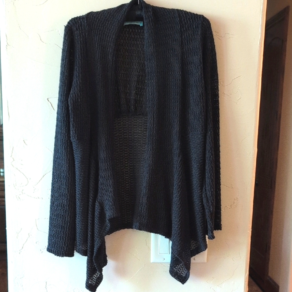 Chris & Carol Black Open-Front Cardigan